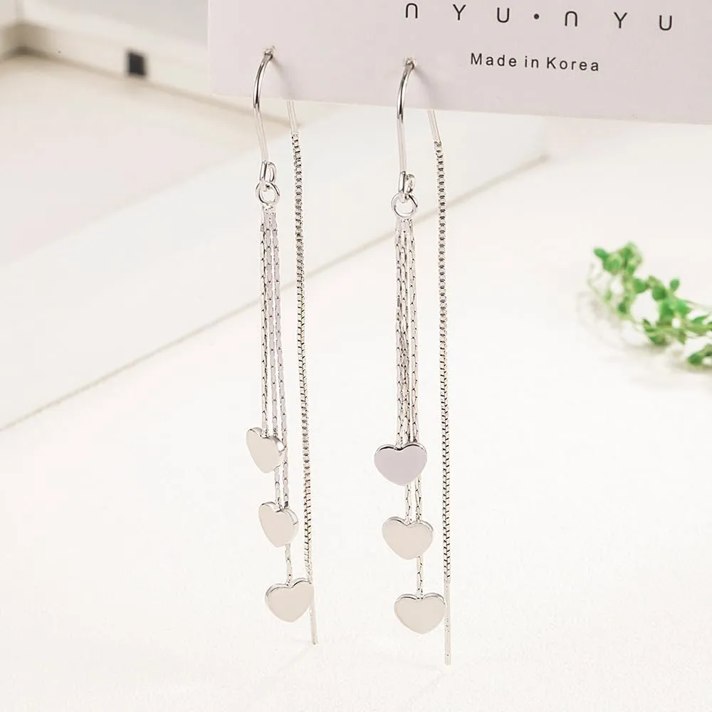 925 Sterling Silver Dangle Earrings with Charms Heart, Water drop, Moon, Star Long Drop Earring for Women Jewelry Gifts Hypoallergenic