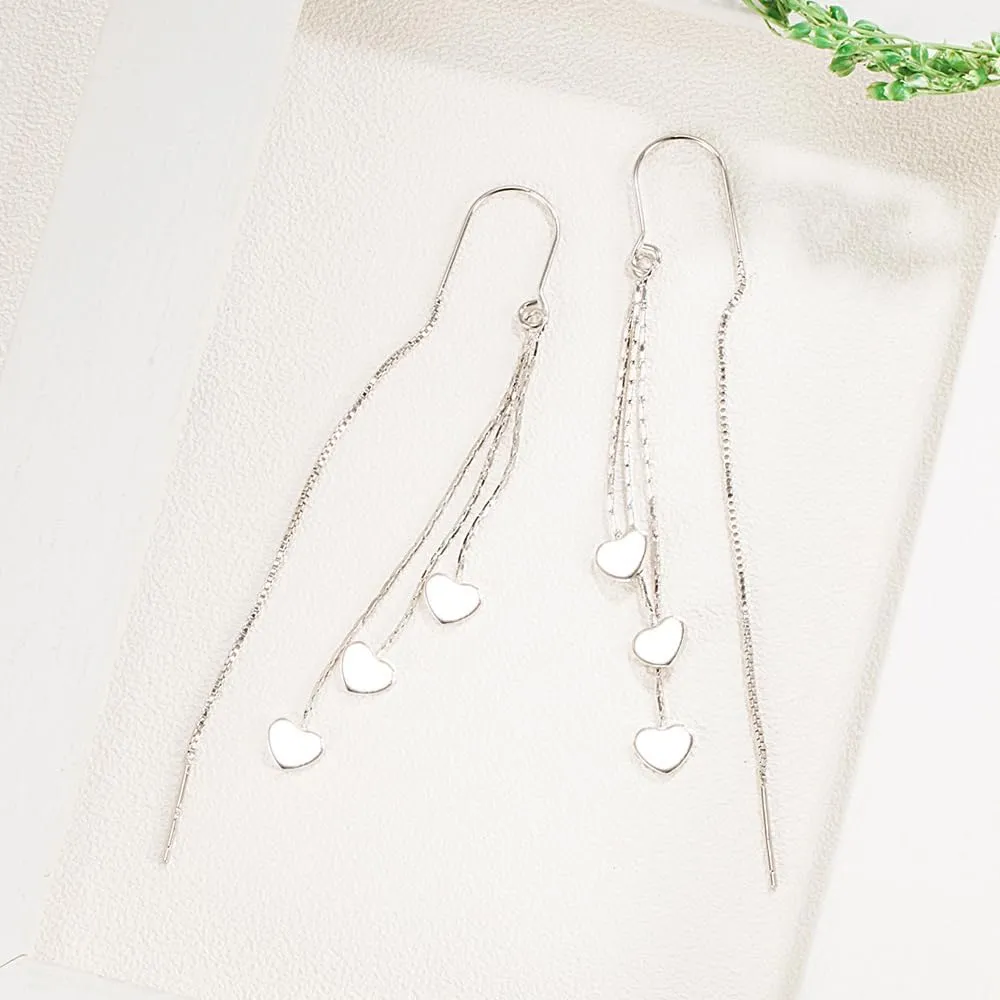 925 Sterling Silver Dangle Earrings with Charms Heart, Water drop, Moon, Star Long Drop Earring for Women Jewelry Gifts Hypoallergenic
