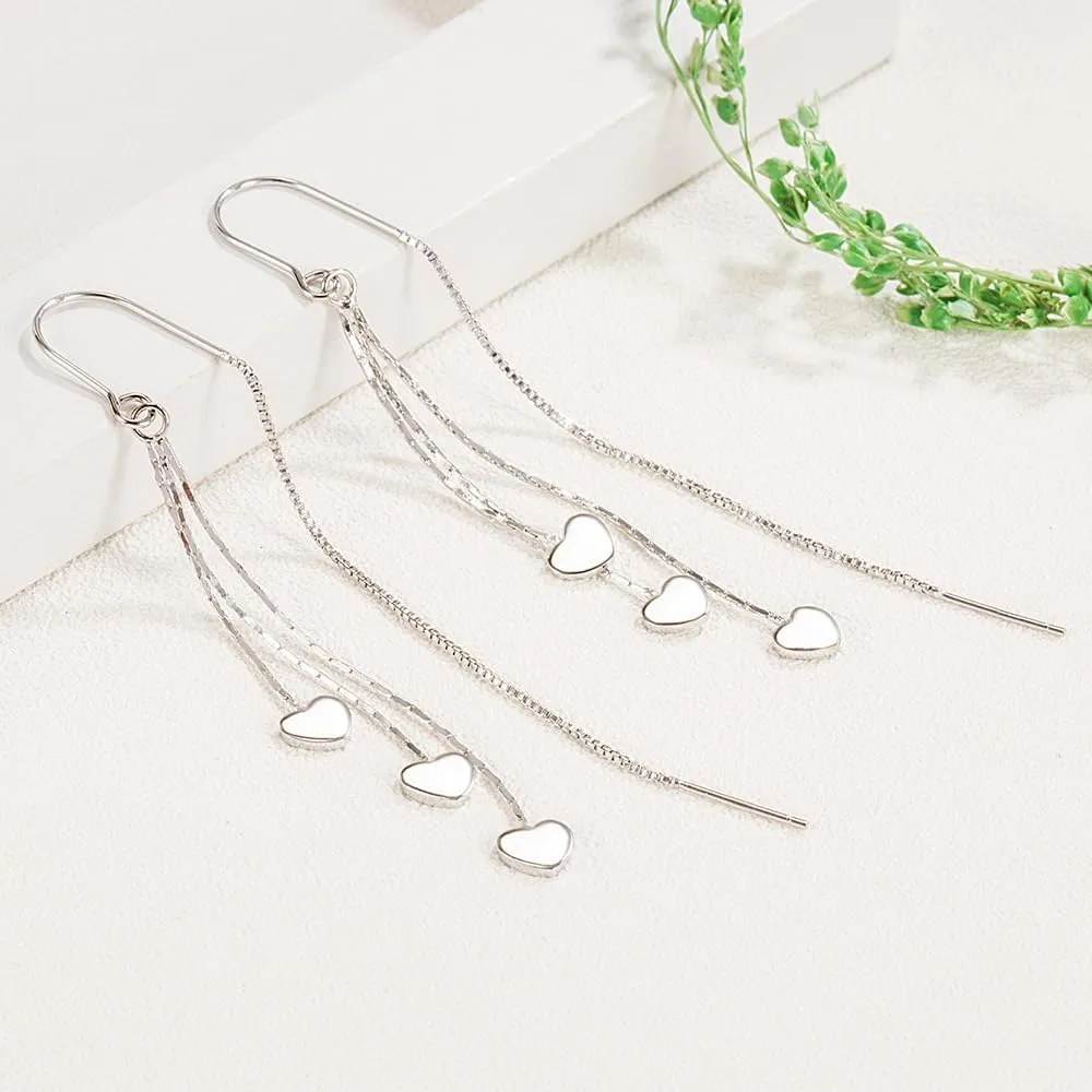 925 Sterling Silver Dangle Earrings with Charms Heart, Water drop, Moon, Star Long Drop Earring for Women Jewelry Gifts Hypoallergenic
