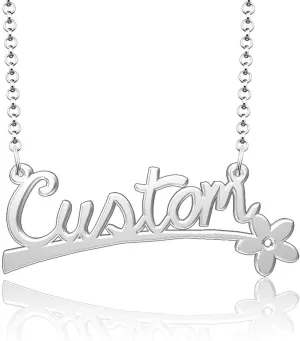 925 Sterling Silver Jasmine Name Necklace Personalized Name Plate Customize Flower Pendant