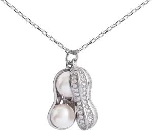 925 Sterling Silver Peanut Pearl Pendant Necklace Fashion Zirconia & White Gold Plated Jewelry Gifts for Women, 16"_WK99055