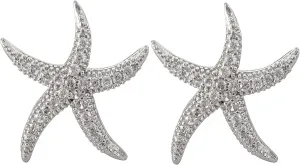 925 Sterling Silver Post Cute Starfish Star shaped Zirconia Earrings Ear Stud White Gold Plated Jewelry Gifts WK90047