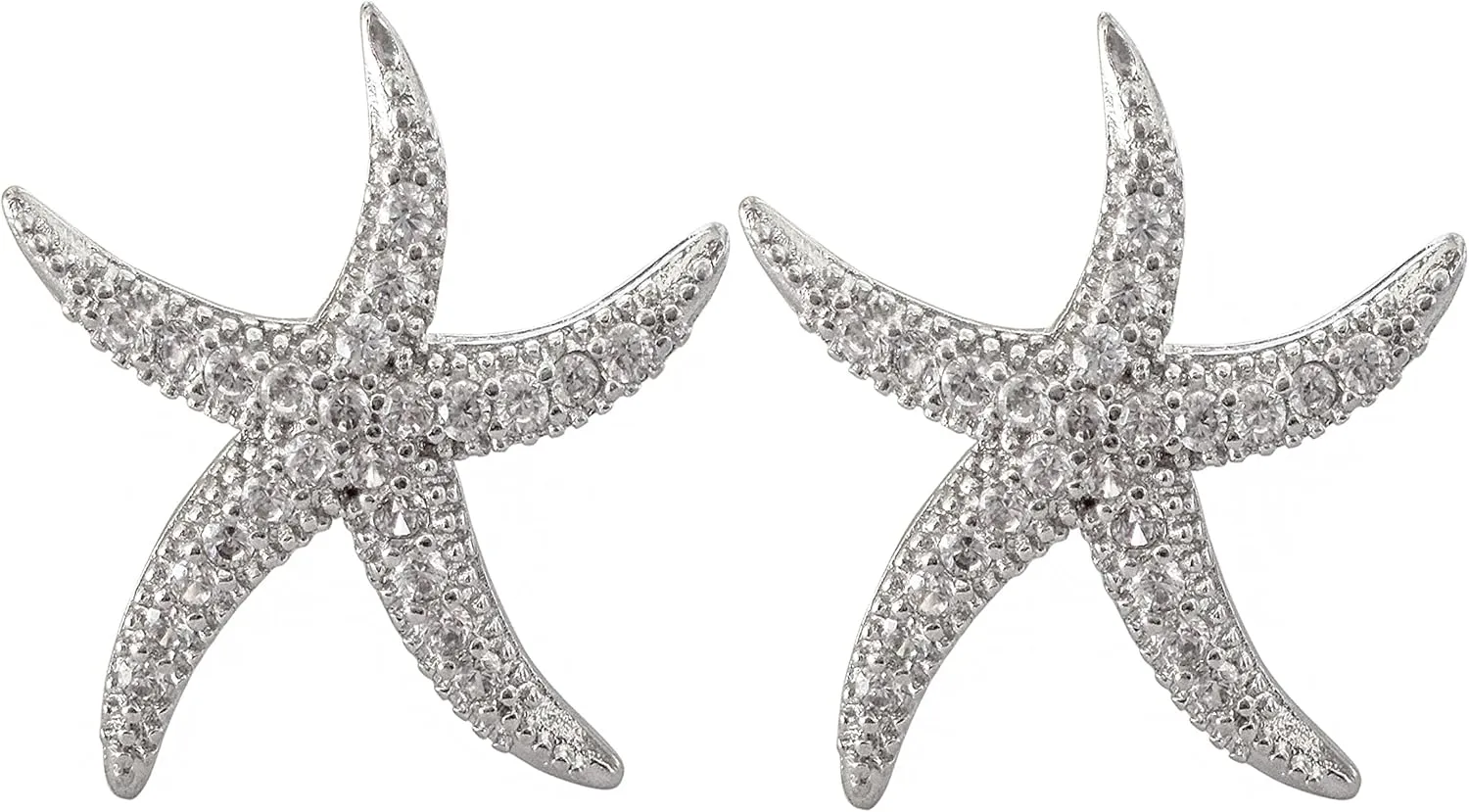925 Sterling Silver Post Cute Starfish Star shaped Zirconia Earrings Ear Stud White Gold Plated Jewelry Gifts WK90047