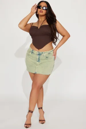 Adelia Tinted Denim Mini Skirt - Light Wash