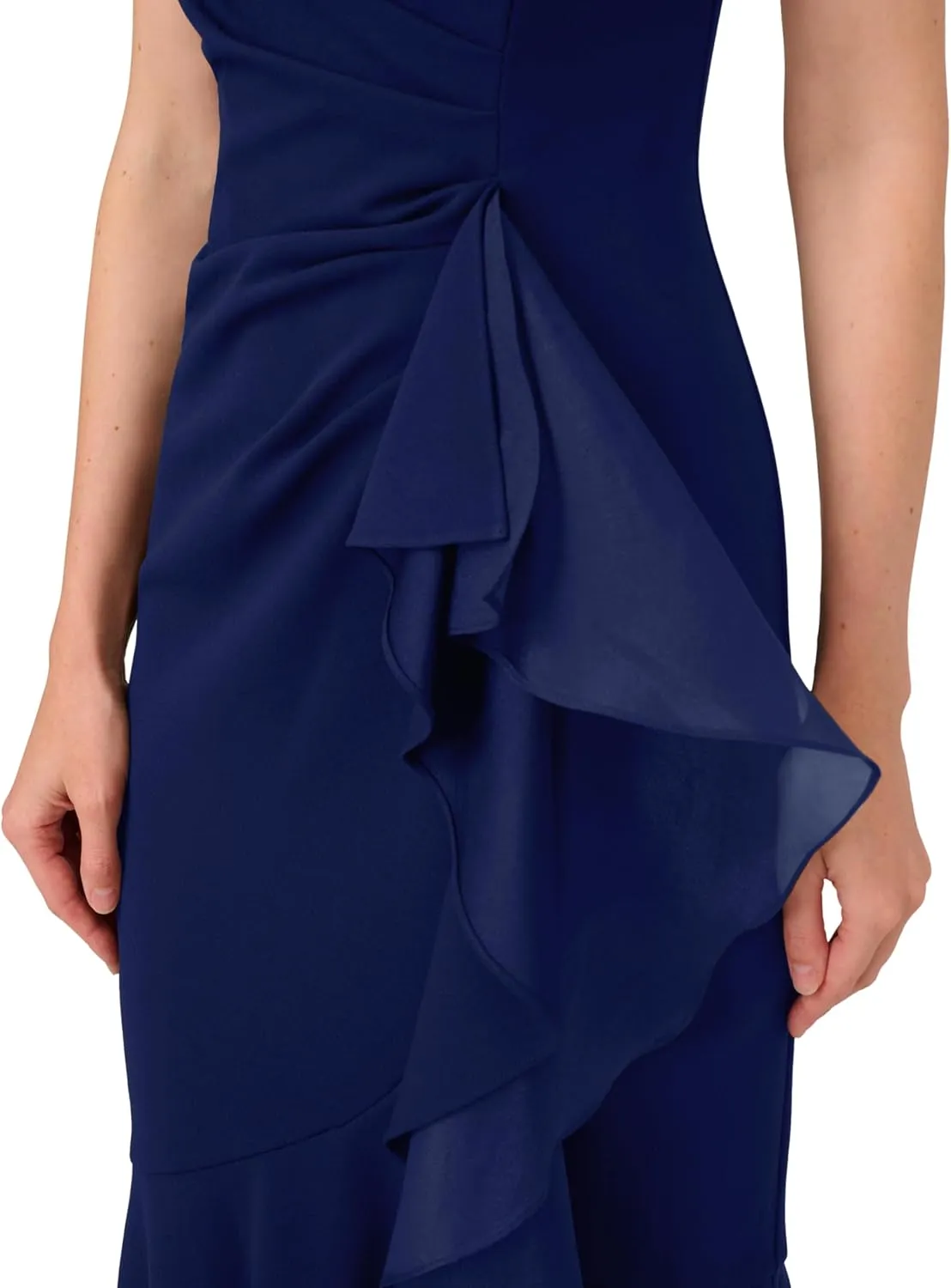 Adrianna Papell Women's Ruffle Crepe Halter Gown