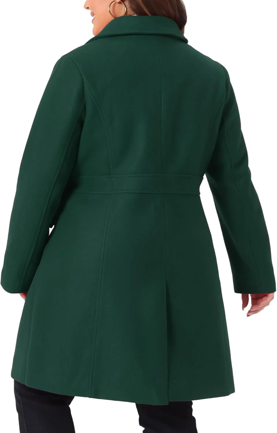 Agnes Orinda Plus Size Coat for Women Peter Pan Collar Single Breasted Winter Long Coats