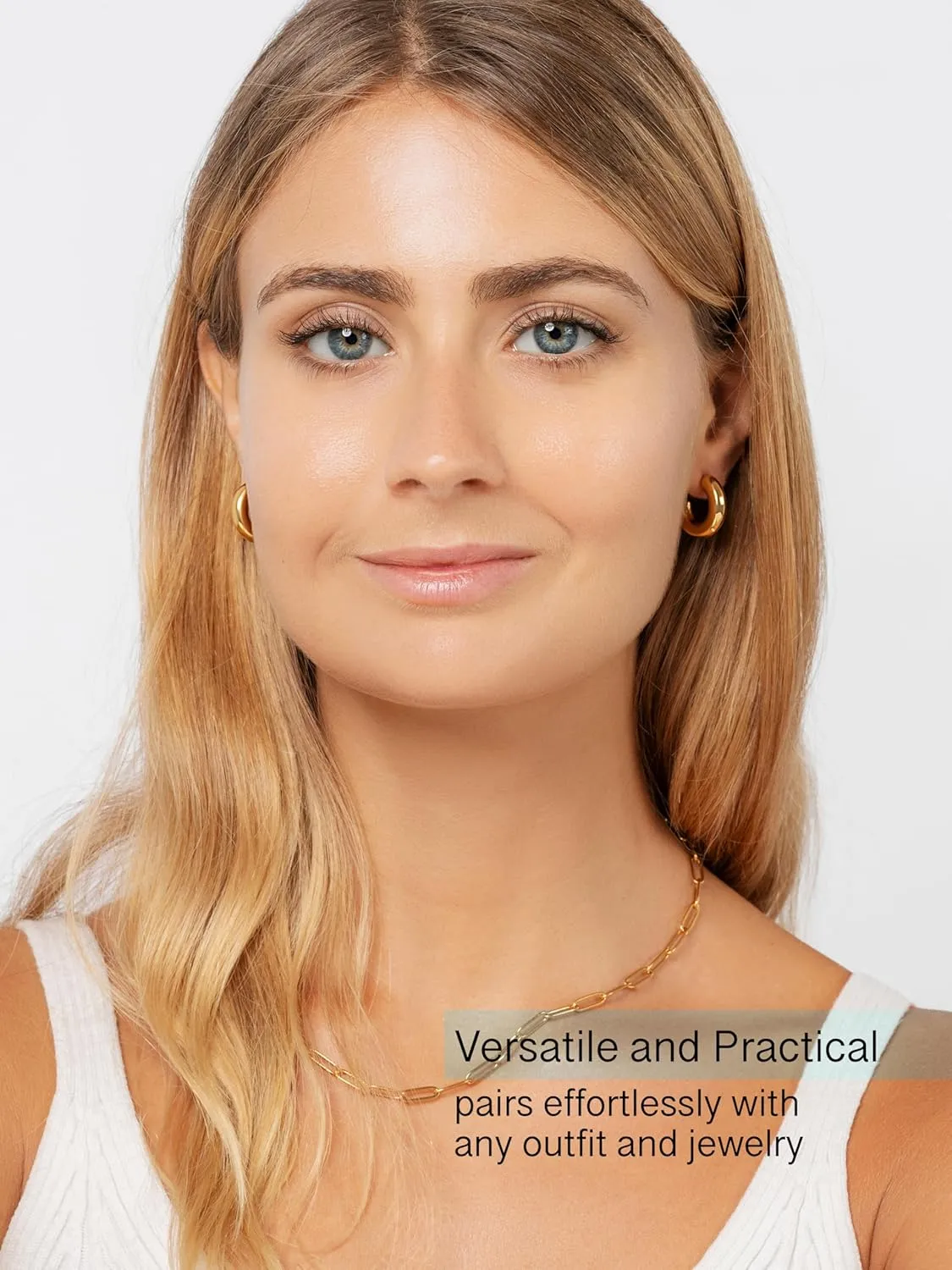 Altitude Boutique Small Chunky Gold or Silver Hoops | Thick Round Tube Earrings | Hollow, Lightweight, Hypoallergenic Hoop Earrings For Women