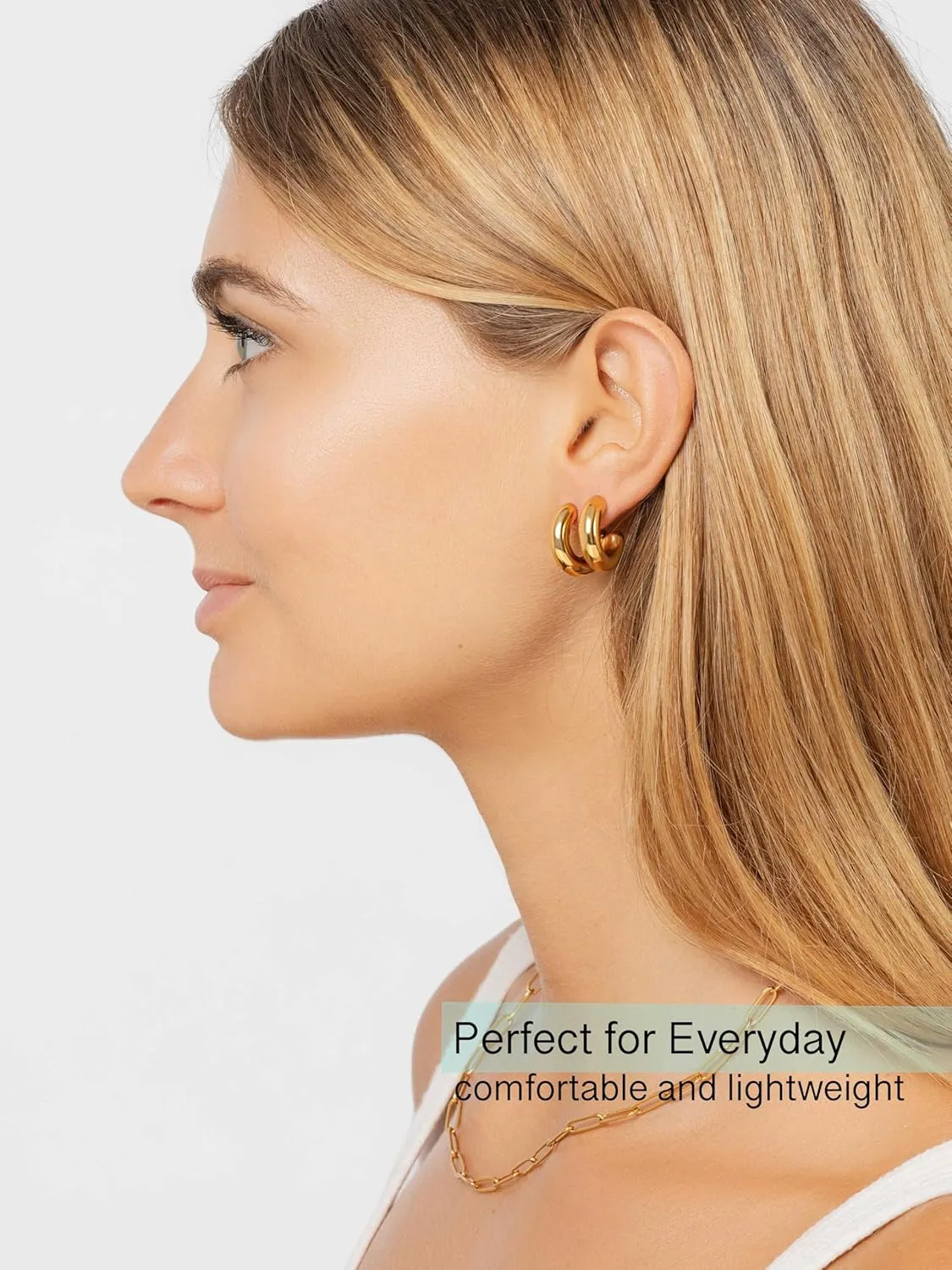 Altitude Boutique Small Chunky Gold or Silver Hoops | Thick Round Tube Earrings | Hollow, Lightweight, Hypoallergenic Hoop Earrings For Women
