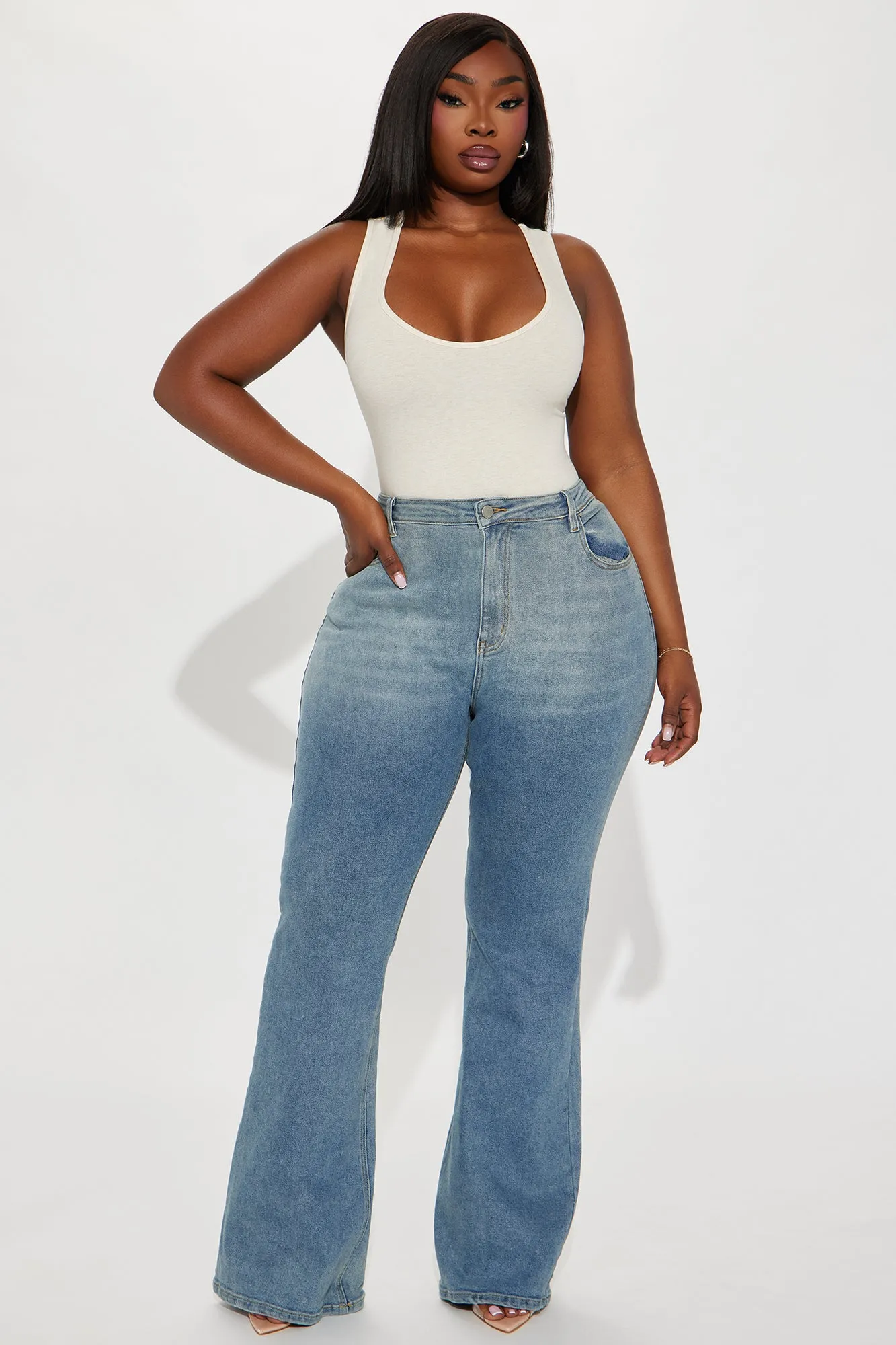 Always On Your Mind Stretch Flare Jeans - Vintage Wash