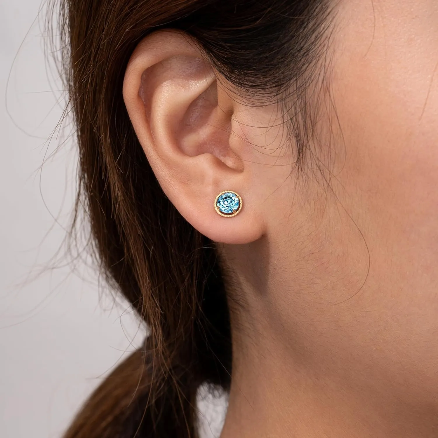 Amazon Essentials 10k Gold Made with Infinite Elements Imported Crystal Birthstone Stud Earrings (previously Amazon Collection)