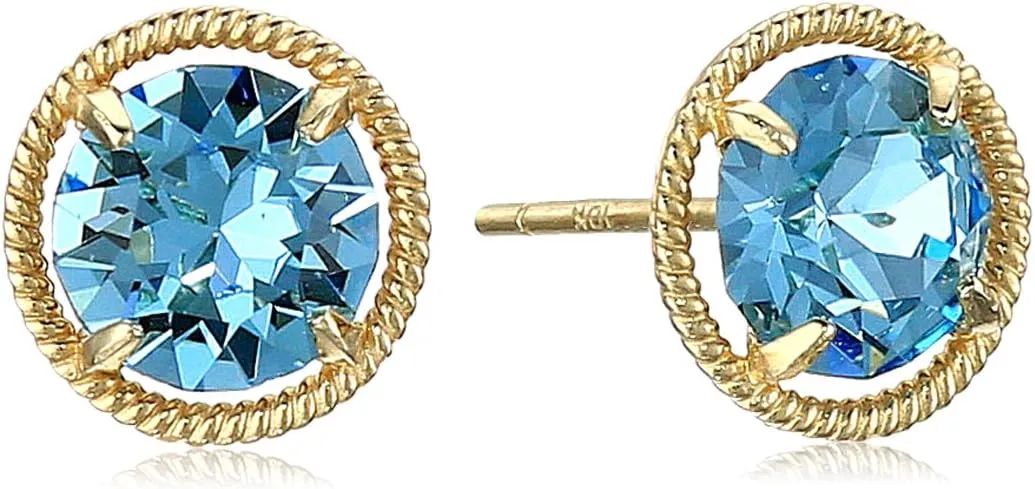 Amazon Essentials 10k Gold Made with Infinite Elements Imported Crystal Birthstone Stud Earrings (previously Amazon Collection)