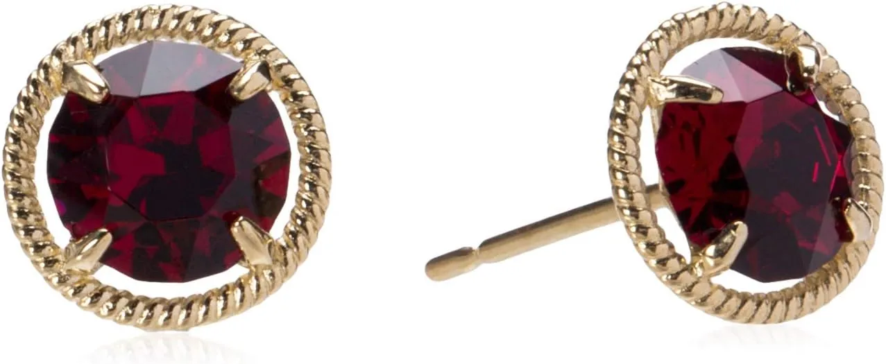 Amazon Essentials 10k Gold Made with Infinite Elements Imported Crystal Birthstone Stud Earrings (previously Amazon Collection)