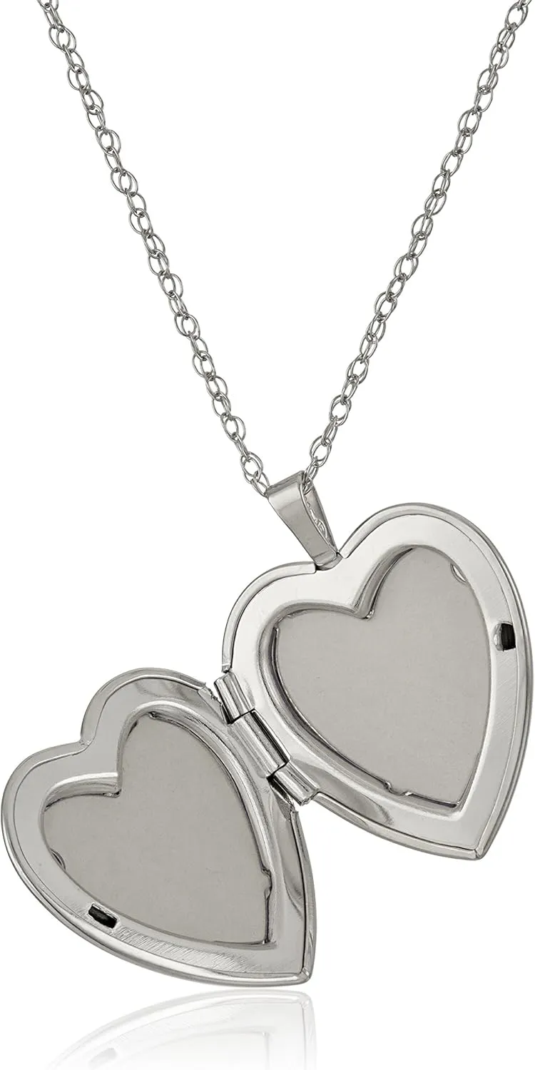 Amazon Essentials 14k Gold-Filled or Silver Large Satin and Polished Finish Hand Engraved Heart Shaped Locket Necklace (previously Amazon Collection)