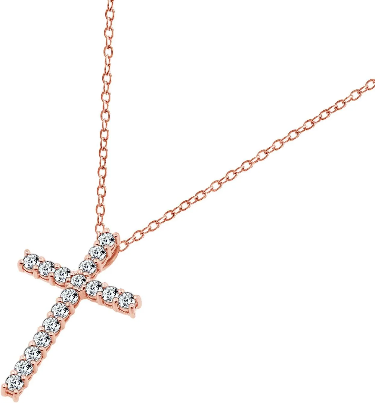 Amazon Essentials Platinum or Gold Plated Sterling Silver Cross Pendant Necklace with Infinite Elements Zirconia, 18" (previously Amazon Collection)