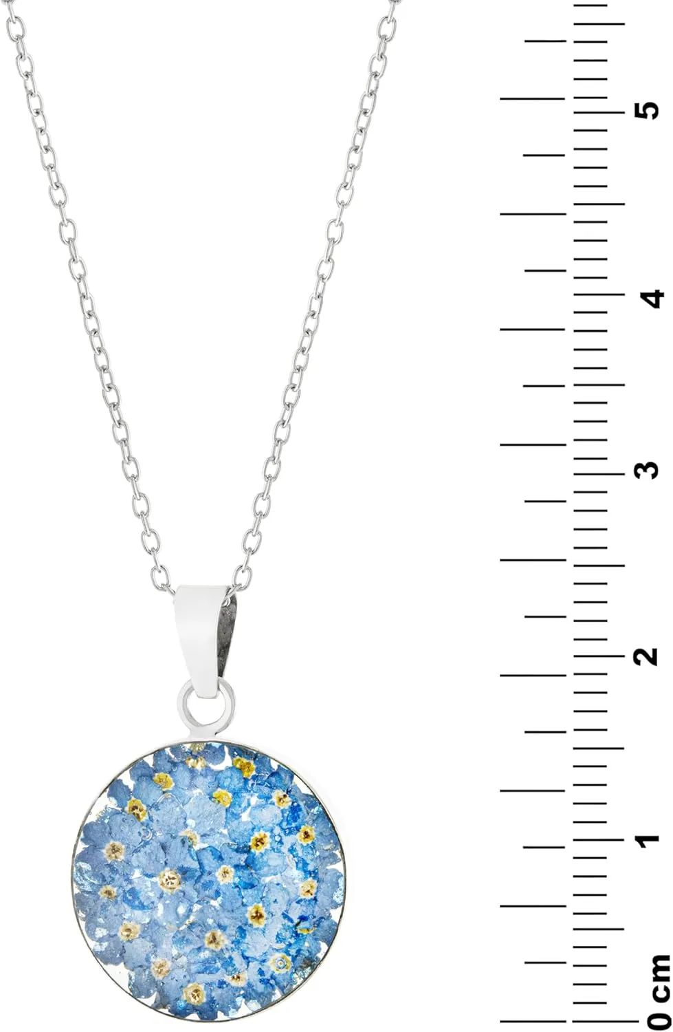 Amazon Essentials Sterling Silver Pressed Flower Round Pendant Necklace, 16" (previously Amazon Collection)