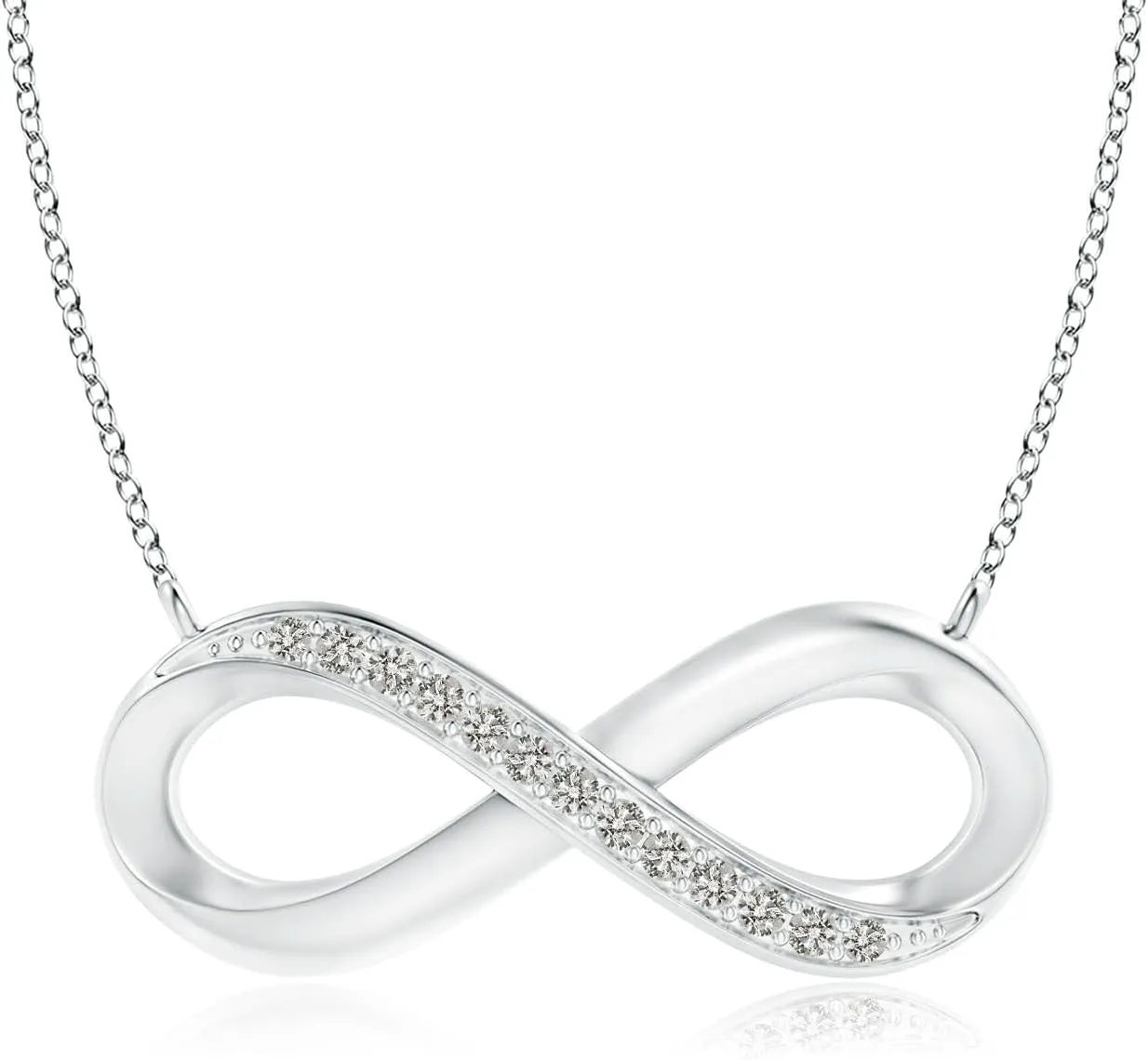 Angara Diamond Infinity Pendant Necklace in Sterling Silver/14K Solid Gold | April Birthstone, Birthday, Engagement, Anniversary, Wedding Jewelry Gift for Women