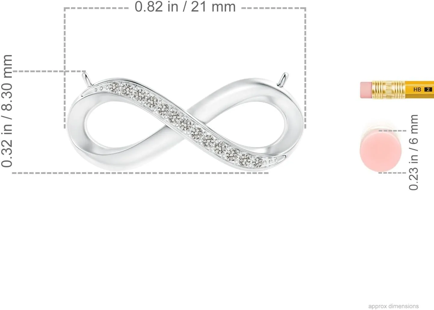 Angara Diamond Infinity Pendant Necklace in Sterling Silver/14K Solid Gold | April Birthstone, Birthday, Engagement, Anniversary, Wedding Jewelry Gift for Women
