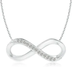 Angara Diamond Infinity Pendant Necklace in Sterling Silver/14K Solid Gold | April Birthstone, Birthday, Engagement, Anniversary, Wedding Jewelry Gift for Women