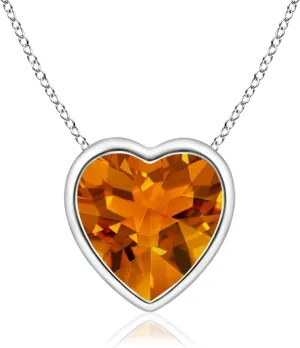 Angara Natural Citrine Solitaire Pendant Necklace for Women in Platinum (Grade-AAAA | 7mm) Novemver Birthstone Jewelry Gift for Her | Birthday | Wedding | Anniversary