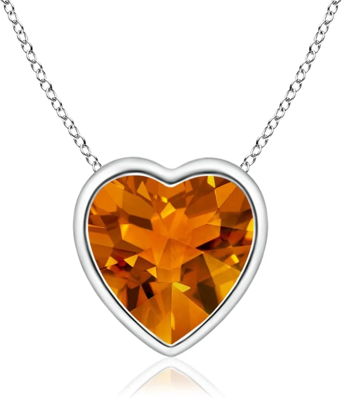 Angara Natural Citrine Solitaire Pendant Necklace for Women in Platinum (Grade-AAAA | 7mm) Novemver Birthstone Jewelry Gift for Her | Birthday | Wedding | Anniversary
