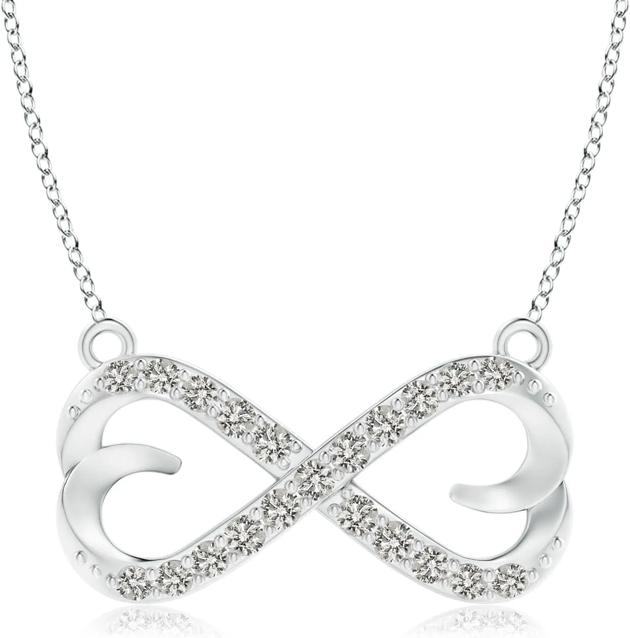 Angara Natural Diamond Sideways Infinity Heart Necklace in 14K Solid Gold/Platinum | April Birthstone, Birthday, Engagement, Anniversary, Wedding Jewelry Gift for Women