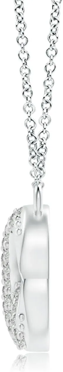 Angara Natural Diamond Sideways Infinity Heart Necklace in 14K Solid Gold/Platinum | April Birthstone, Birthday, Engagement, Anniversary, Wedding Jewelry Gift for Women