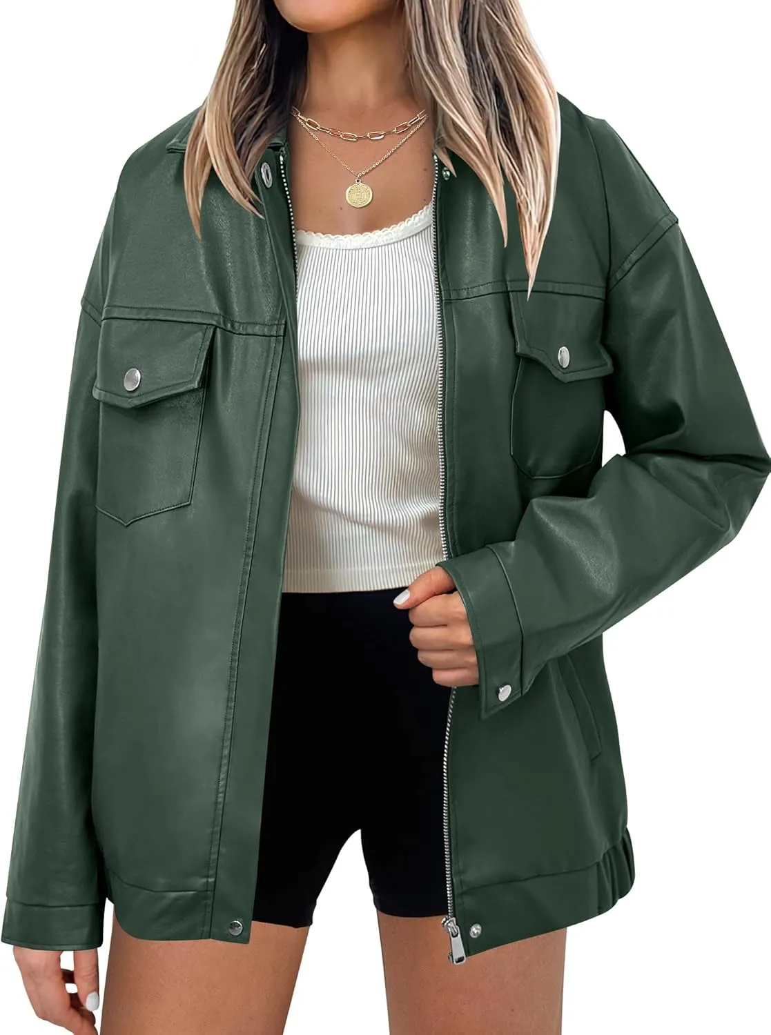 ANRABESS Women Oversized Faux Leather Jackets Fall Fashion Zip Up Motorcycle Coats Winter 2025 Spring Outfits Clothes