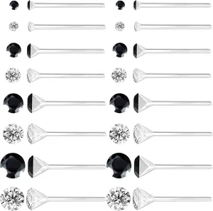 Anti Allergy Plastic Earrings for Sensitive Ears, Silicone Soft Earring Backs, Cubic Zirconia Stud Earrings Kit, 2mm, 3mm, 4mm, 5mm