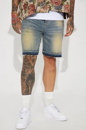 Around The World Relaxed Denim Shorts - Vintage Blue Wash