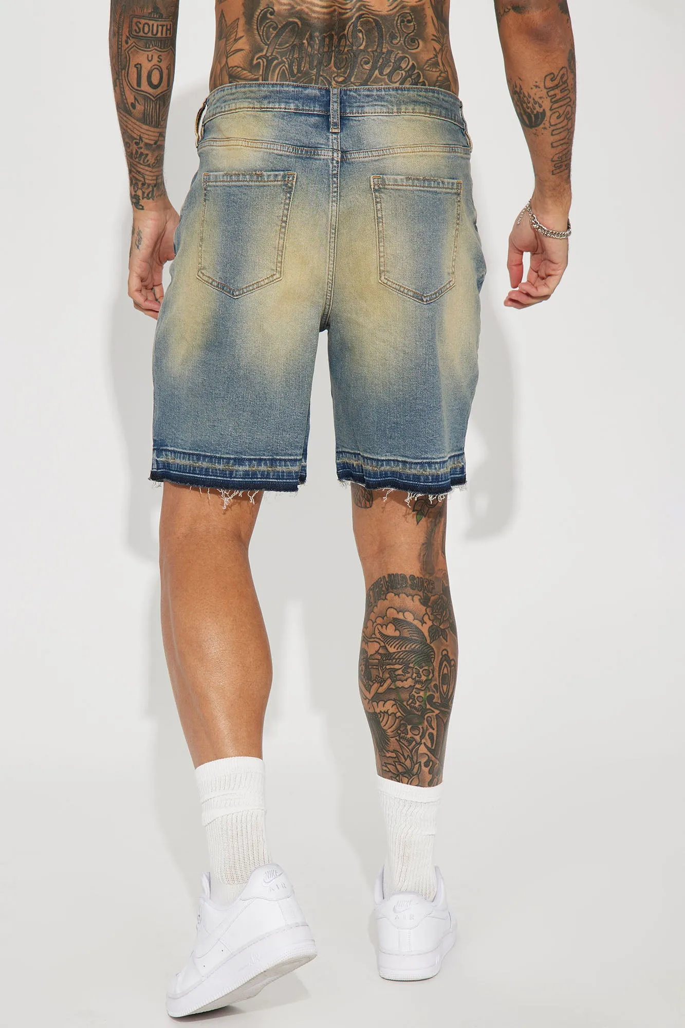 Around The World Relaxed Denim Shorts - Vintage Blue Wash
