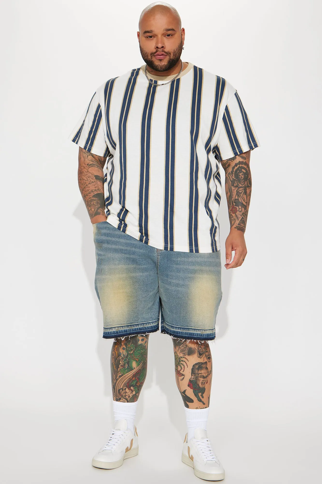 Around The World Relaxed Denim Shorts - Vintage Blue Wash