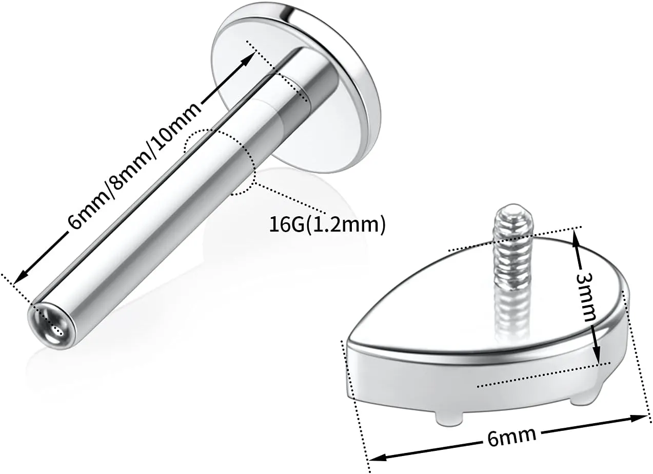 AROWRO G23 Titanium Labret Studs 16g Labret Jewelry Lip Piercing Jewelry Internally Threaded Monroe Jewelry Tragus Earrings 16g Helix Stud Cartilage Piercing
