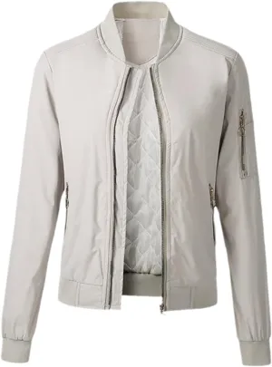 Autumn Winter Women Bomber Jacket Cotton Padded Baseball Jacket Solid Coat Zipper Pockets Jackets