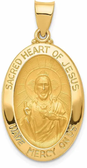 Bijou 14 Yellow Gold Sacred Heart Jesus Medal Pendant