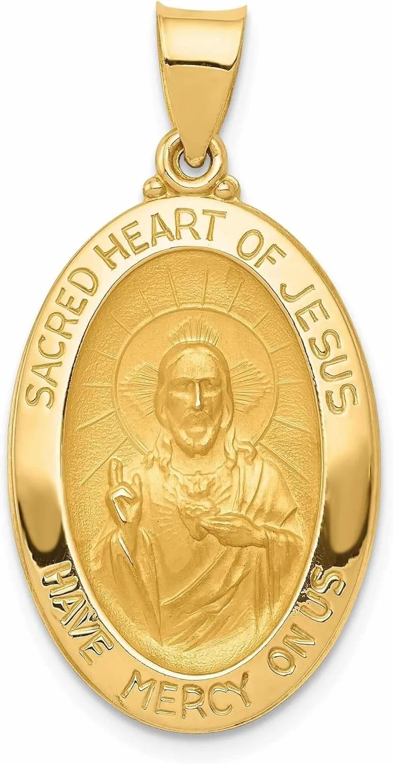 Bijou 14 Yellow Gold Sacred Heart Jesus Medal Pendant