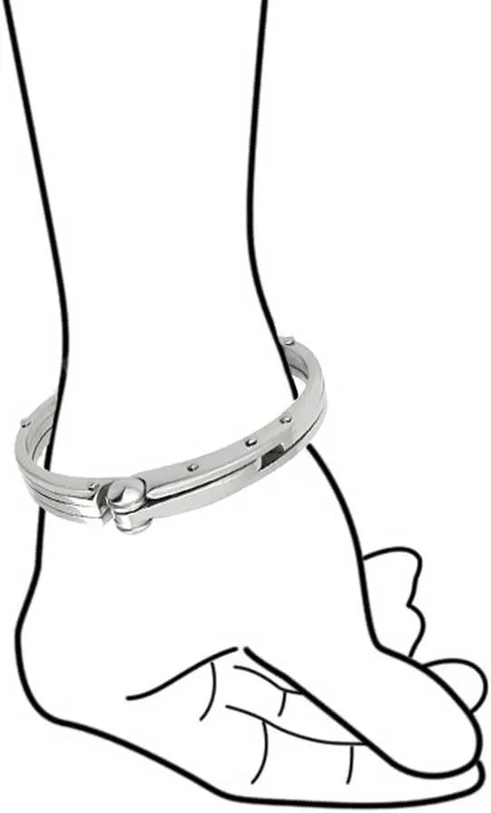 Biker Handcuff Bangle Bracelet For Men Black Silver Tone Stainless Steel 8 Inch Button Hinge Clasp