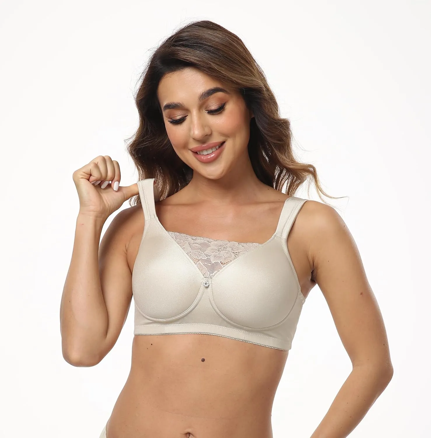 BIMEI lace Seamless Molded Design for T-Shirt Bra with Stylish Flare Mastectomy Bra Pocket Bra 9809
