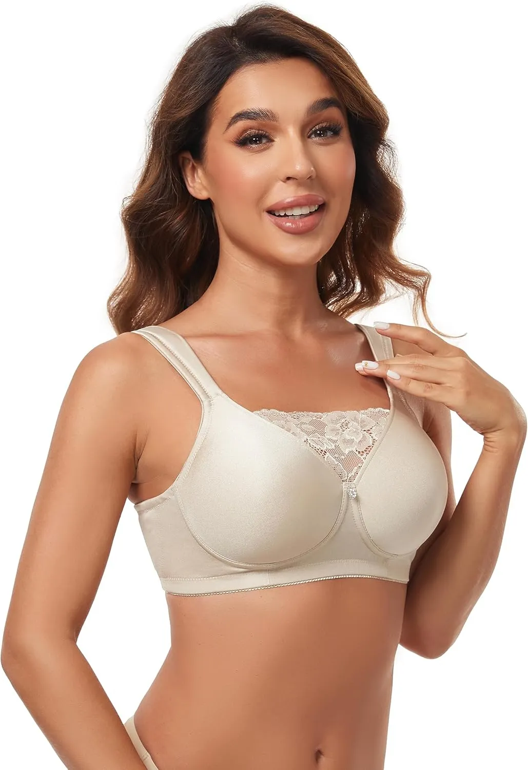 BIMEI lace Seamless Molded Design for T-Shirt Bra with Stylish Flare Mastectomy Bra Pocket Bra 9809