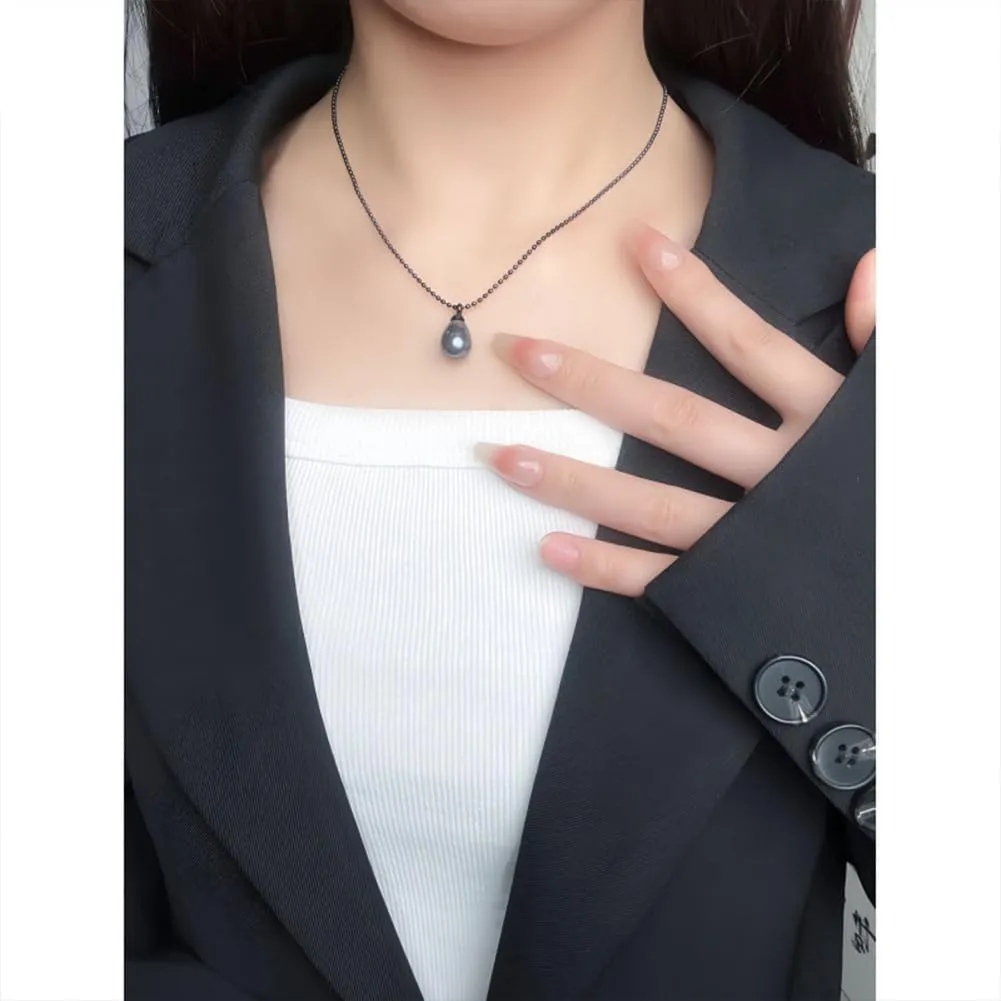 Black Pearl Necklace Pendant Titanium Steel Beaded Clavicle Chain Necklace Chojer Dainty Imitation Pearl Necklace for Women Summer Beach Jewelry Gifts