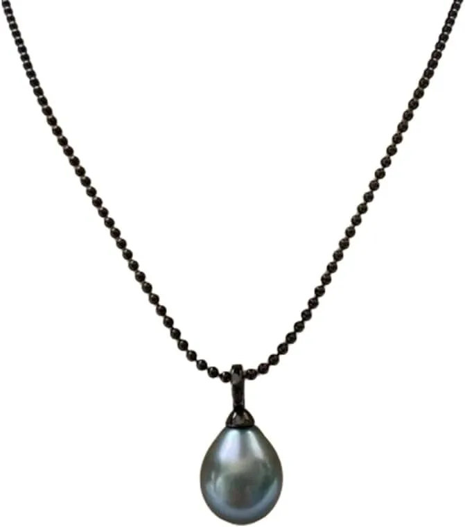 Black Pearl Necklace Pendant Titanium Steel Beaded Clavicle Chain Necklace Chojer Dainty Imitation Pearl Necklace for Women Summer Beach Jewelry Gifts