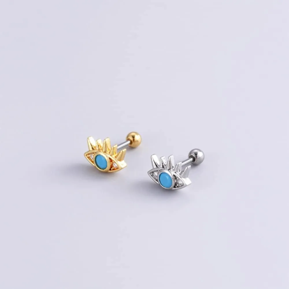 Blue Turquoise Evil Eye 20g Mini CZ Stud Earrings for Women Dainty Minimalist Stainless Steel Tiny Cartilage Tragus Small Cute Screw Back Hypoallergenic Studs Piercing Jewelry for Daughter Bff Birthday Her