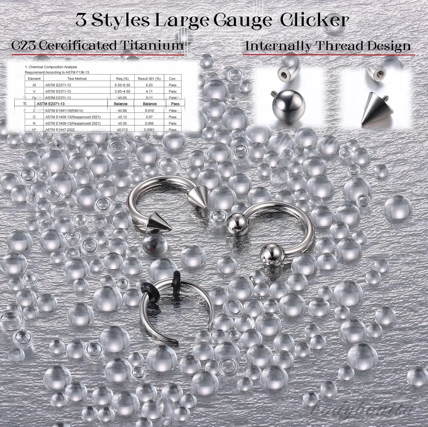 BodyBonita G23 Titanium Septum Rings 6G 8G 12G - Horseshoe Circular Barbell Spikes Stretched Pincher Nose Piercing Jewelry ASTM F136 Titanium Earrings for Women Men Silver 10 mm 12 mm