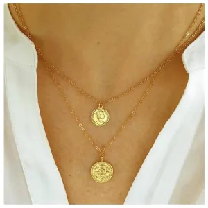 Boho Layered Coin Disc Necklace Evil Eye Coin Pendant Necklace Gold Disc Choker Necklace Vintage Medallion Necklace Jewelry for Women and Girls