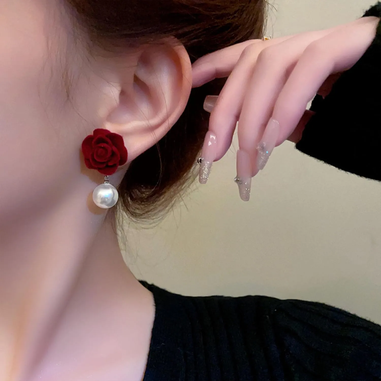 Boho Rose Earrings Rose Flower Dangle Stud Earrings for Women Statement Jewelry Gifts