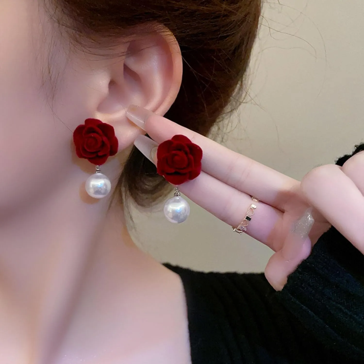 Boho Rose Earrings Rose Flower Dangle Stud Earrings for Women Statement Jewelry Gifts