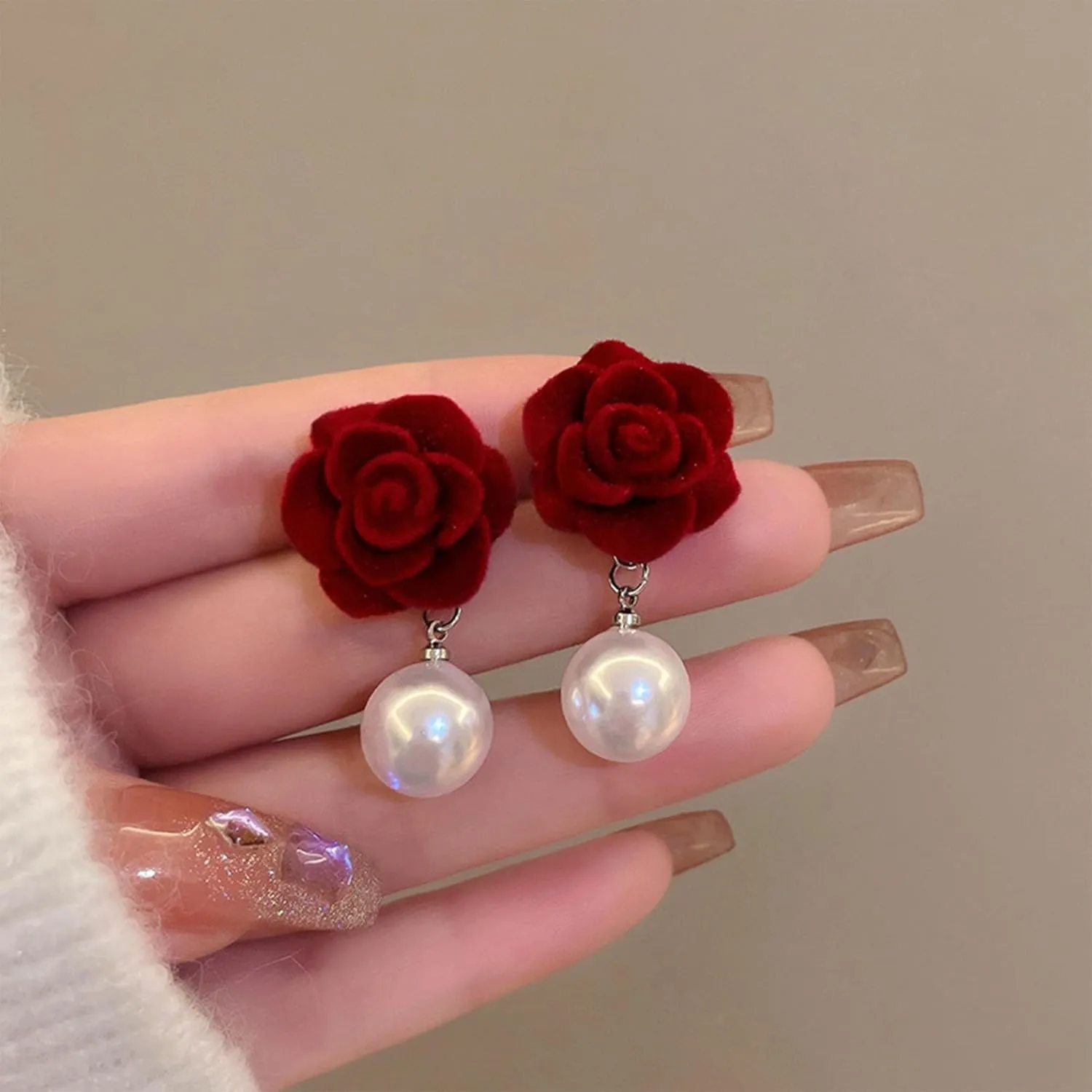 Boho Rose Earrings Rose Flower Dangle Stud Earrings for Women Statement Jewelry Gifts
