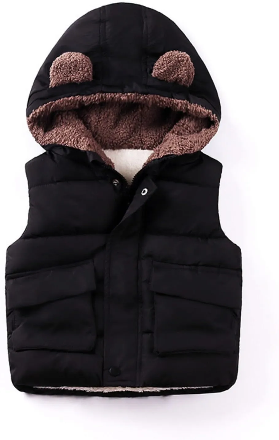 Boys And Girls Fall And Winter Bear Padded Hooded Vest Zipper Cotton Jacket Designer Infant Coats