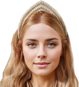 Bridal Vintage Pearl Headband, Princess Head Crowns Pearl Tiaras Bride Royal Queen Crown For Costume