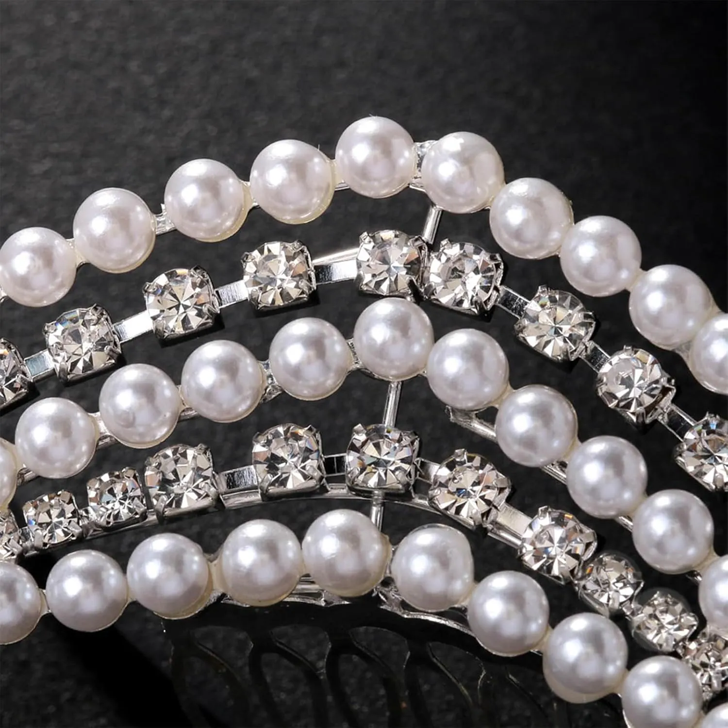 Bridal Vintage Pearl Headband, Princess Head Crowns Pearl Tiaras Bride Royal Queen Crown For Costume