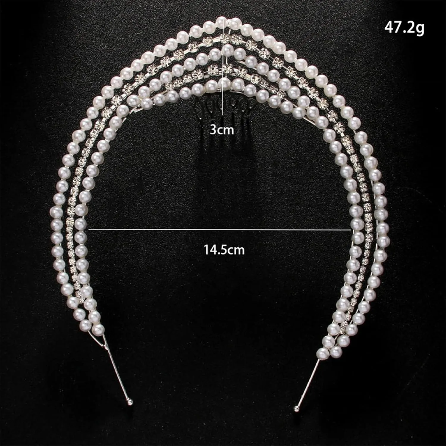 Bridal Vintage Pearl Headband, Princess Head Crowns Pearl Tiaras Bride Royal Queen Crown For Costume